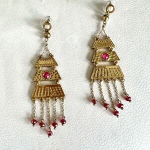 JewelMint gold pagoda earrings